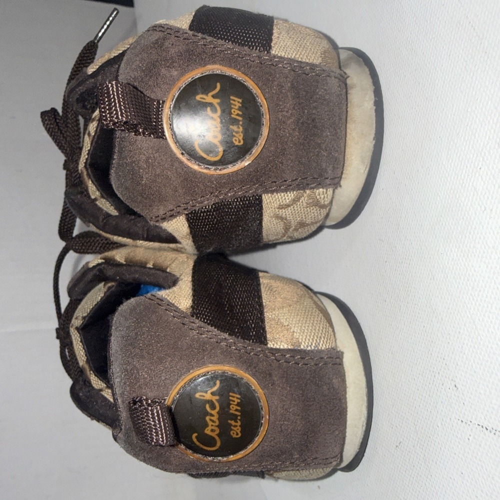 Coach Signature C Logo Canvas Brown Classic Patent Leather Sneakers Women's 9.5 - Picture 3 of 13